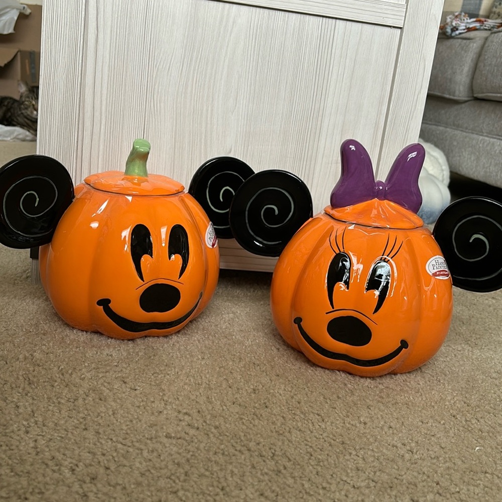 Mickey and Minnie Pumpkin Cookie Jars
